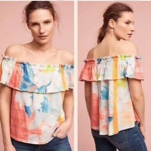 Anthropologie Meadow Rue Elastic Shoulders Top. 100% Cotton. Like New!